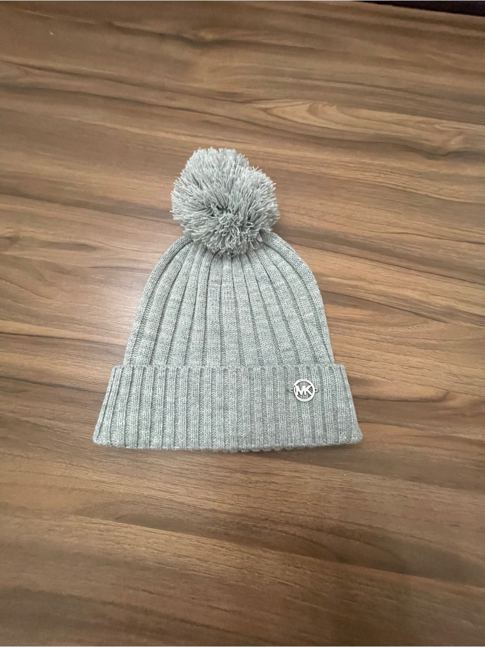 Michael Kors Gray Pom Beanie - Cozy Knit Winter Hat